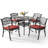 Patio 5 Pieces Cast Aluminum Dining Set With Umbrella Hole And Cushions-430740443