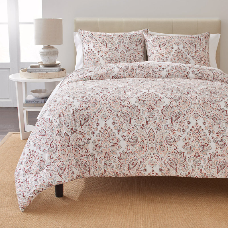 Traditional Utility Percale Weave Reversible Comforter Set - Kalampur, Full / Double Comforter + 2 Standard Shams