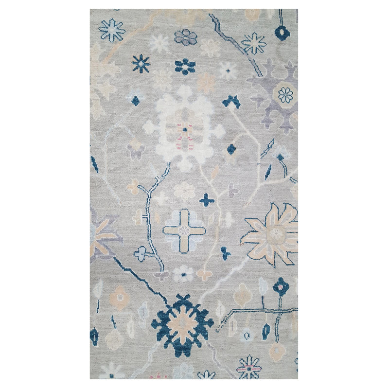 Pacific Ushak Wool Weft 9x12 Grey / Blue Transitional Hand Knotted Rug