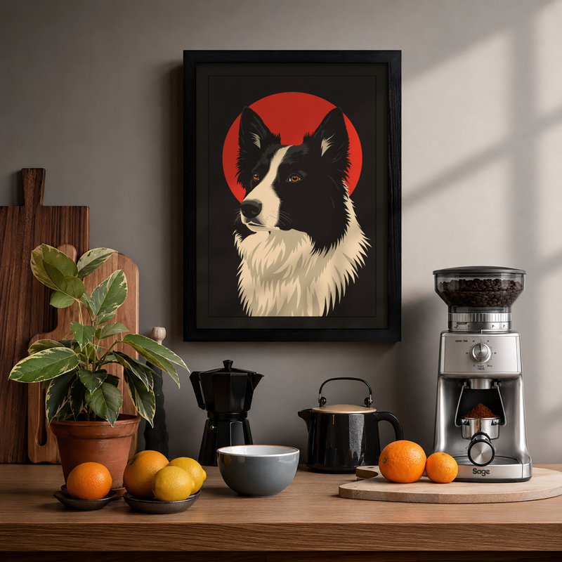 Alert Dog Rising Modern - Framed Print, A2 - 59.4 x 42.0 cm, Black