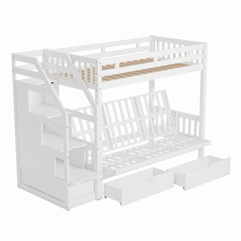 Lit superposé simple en bois massif Fikrije par Harriet Bee, Blanc