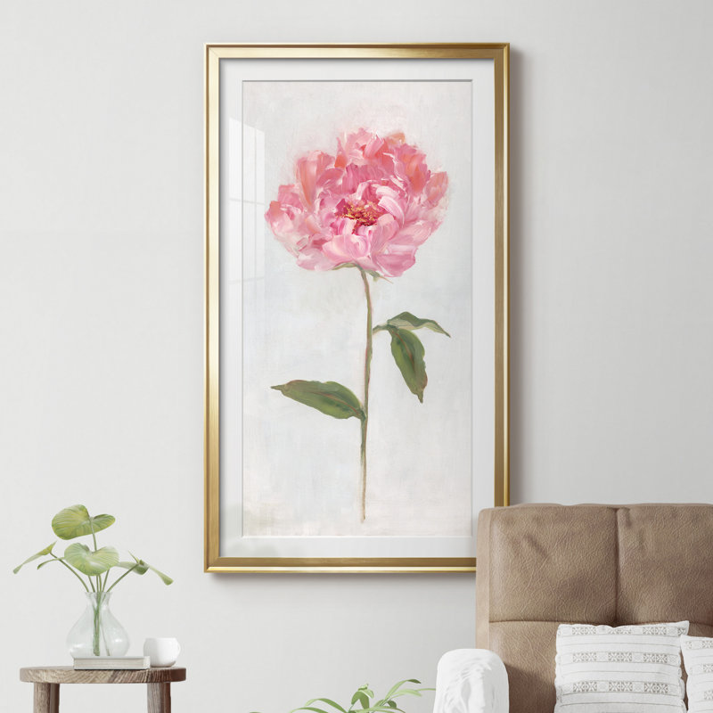 Pivoine II - Cadre photo, reproduction d'art sur papier, Encadrement doré, H 22,5 po x l 42,5 po x P 1,5 po