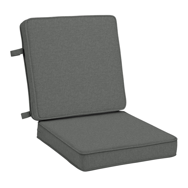 Coussin de chaise de salle à manger double en mousse ARDEN, 20 po x 20 po, fabriqué en ProFoam, Gris anthracite chiné