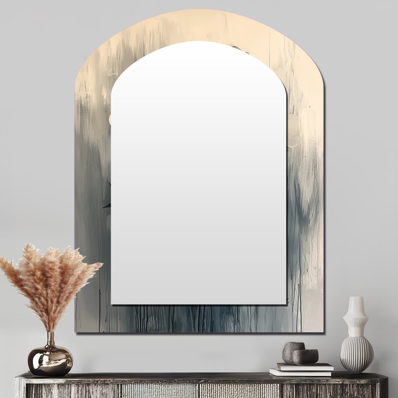Arrangement silencieux de fleurs de coquelicots monochromes - Miroir mural moderne, 43 po x 33 po