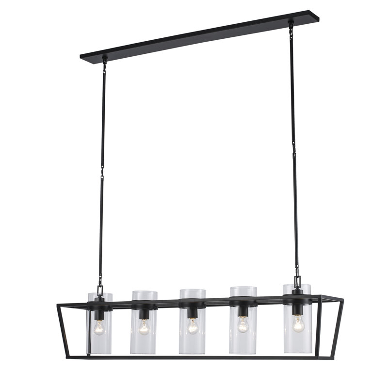 Luminaire suspendu pour îlot de cuisine 5 lumières Ikia, Noir