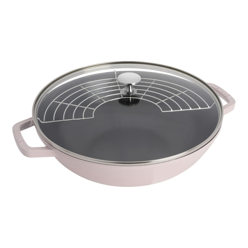 Wok en fonte avec couvercle Staub, Lilas