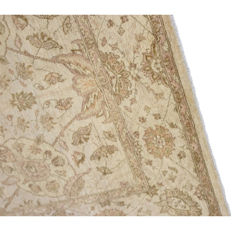 Hand Knotted Wool Area Rug in Cream