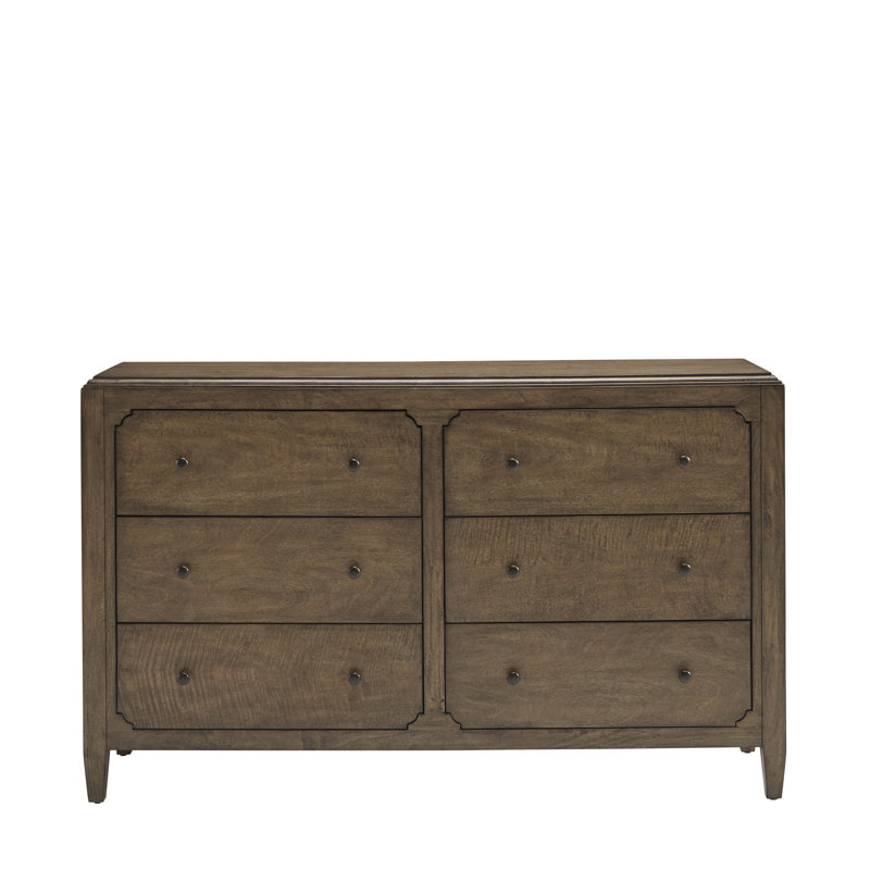 Brown Double Dresser with Mirror and Soft Close Drawers