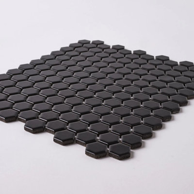 1" x 1" Hexagon Porcelain Mosaic Tile – Matte Finish, Mesh-Mounted, Wall & Floor Use