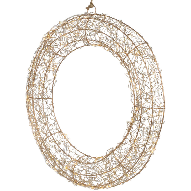 Faux Lighted Metal 18'' Wreath