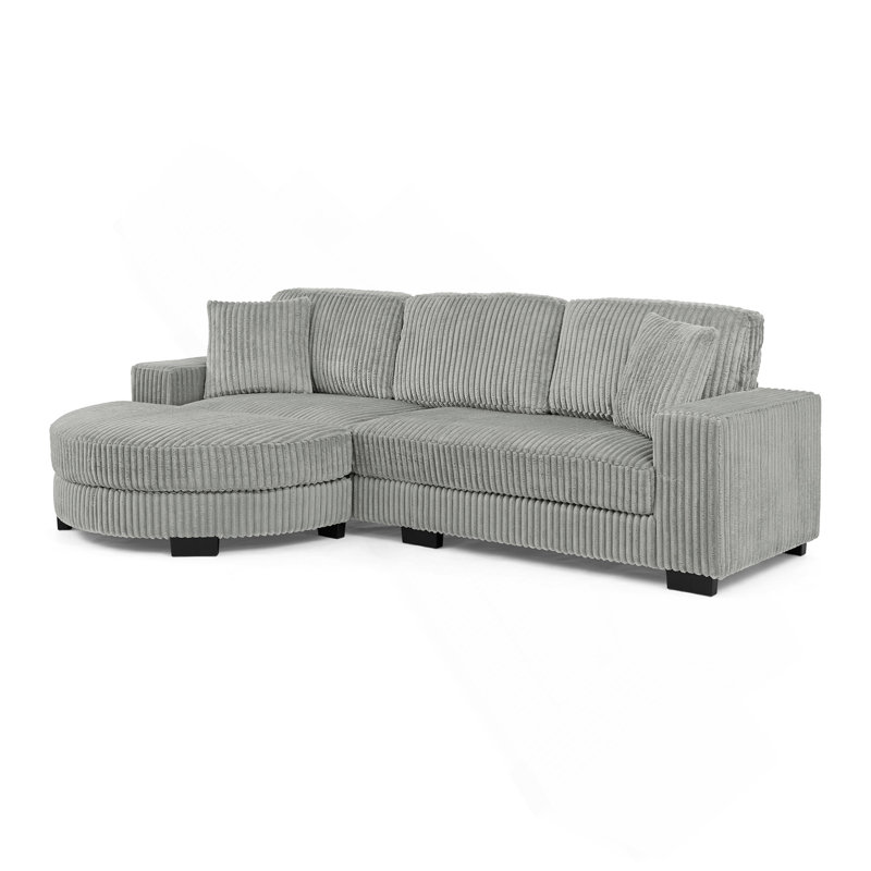 Canapé-lit modulaire rembourré en velours côtelé Corduroy, Gris
