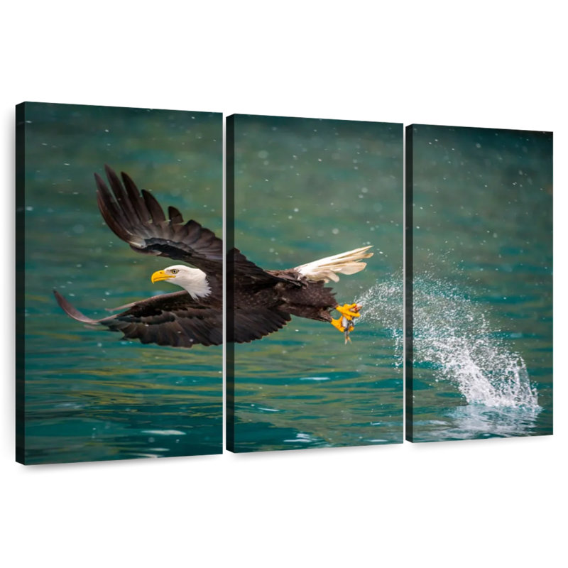 Brampt Eagle Catching Prey, 42" H x 65" W