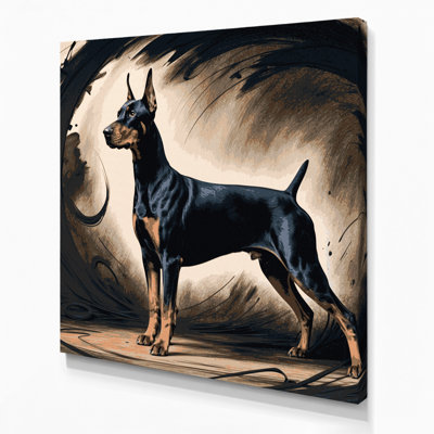 Dogs Doberman Pinscher Black Canvas Wall Art