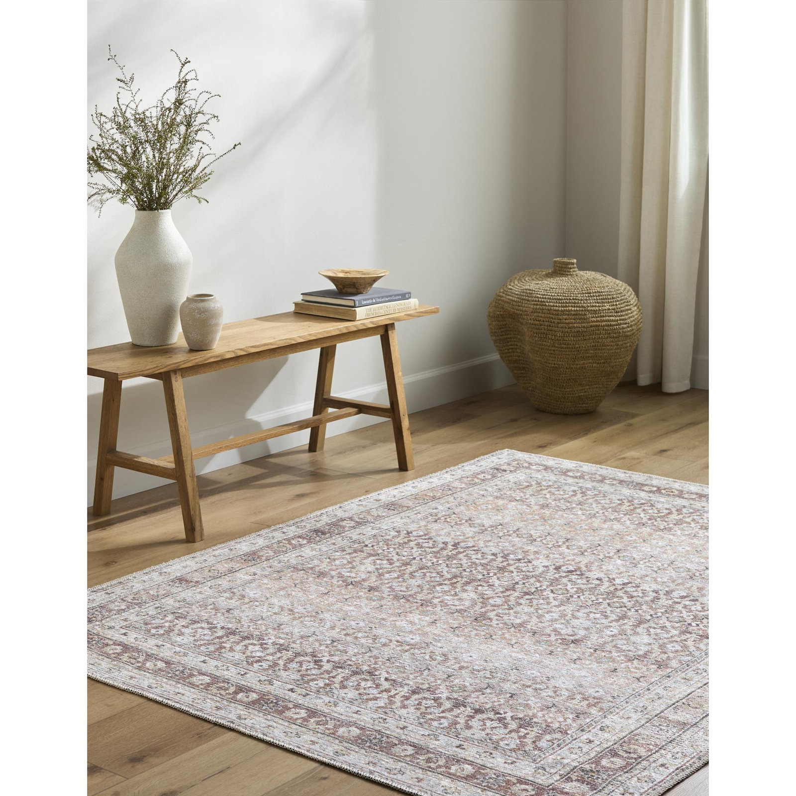 Angiela Machine Washable Floral Rug, Rectangle 8'10" x 11'11"