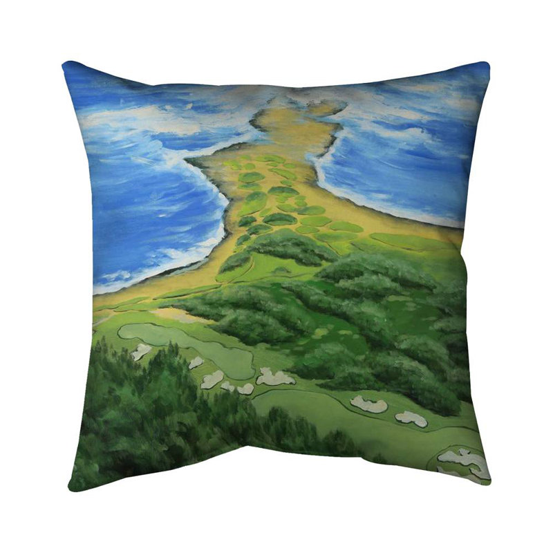 Golf course on the coast - 20"x20" Throw pillow cover - Poly twill - Print on demand, Pillow Cover Only - No Insert