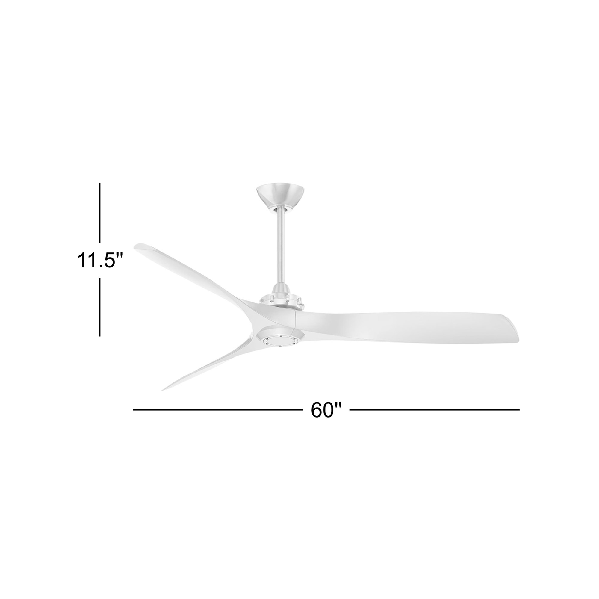 60" 3 - Blade Propeller Ceiling Fan with Remote Control, Brushed Nickel