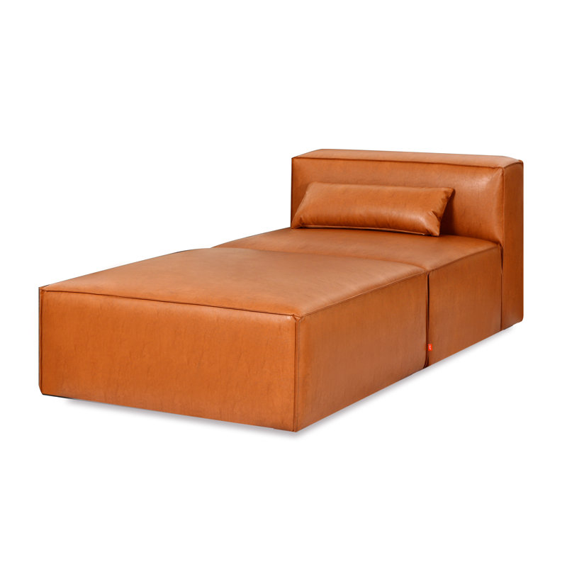 Mix Modular 2-Pc Chaise, Vegan AppleSkin Leather Cognac 