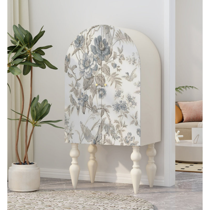 Solid Wood Accent Cabinet, Ivory White