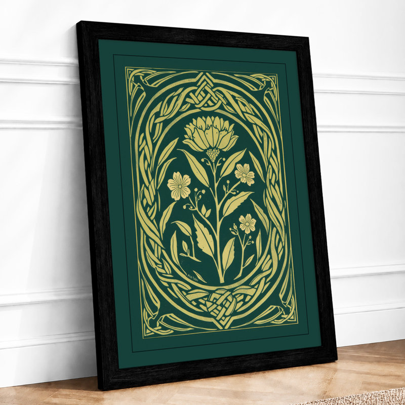 Art Nouveau Bloom Botanical - Framed Print, Black, A4 - 29.7 x 21.0 cm
