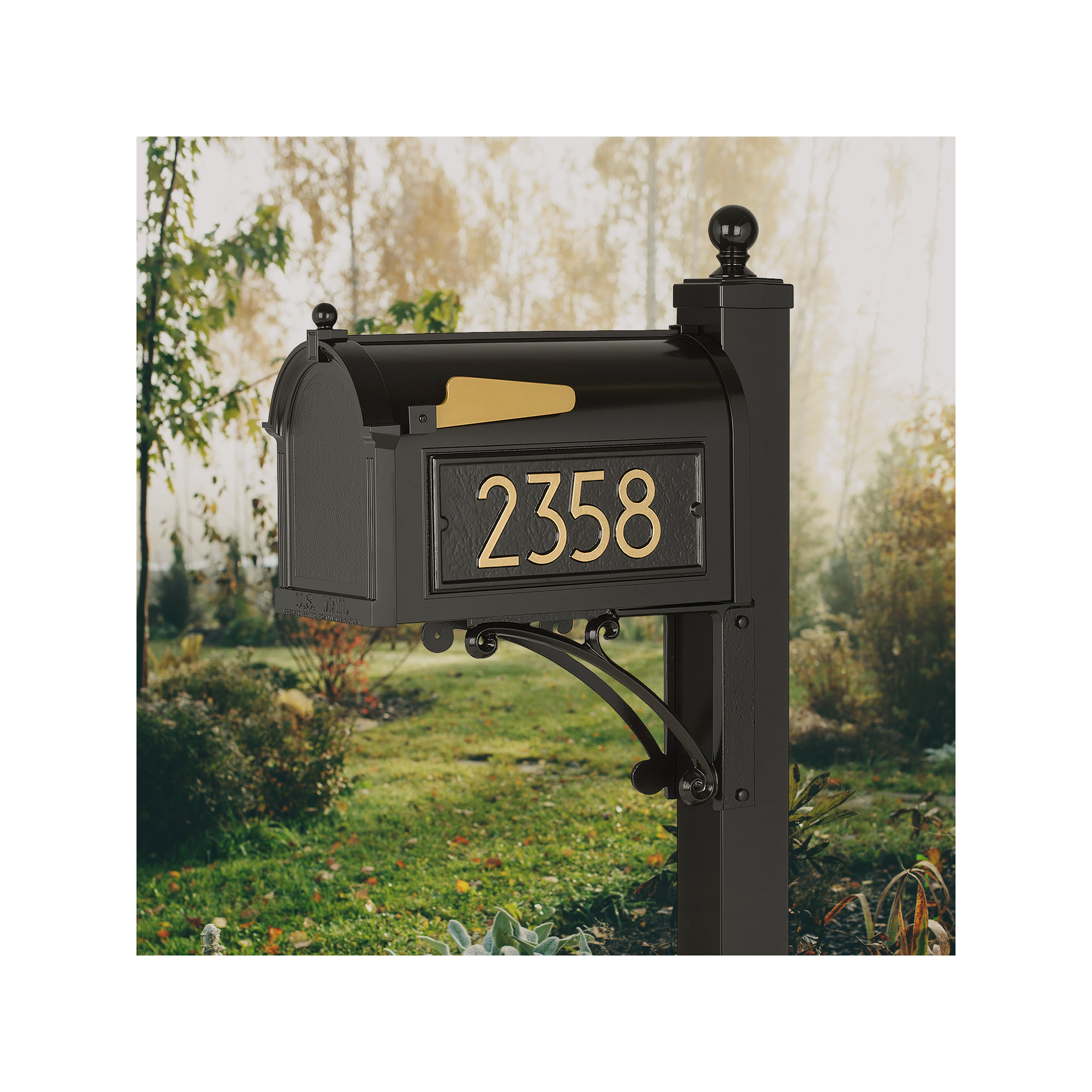 Modern Mailbox, Black/Gold, Yes