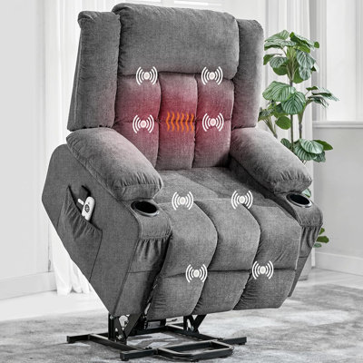 Large Power Lift Recliner Chair for Elderly Overstuffed Wide Electric Lift Chair with Heat and Massage for Big and Tall Adults Reclining Sofa Chair wi