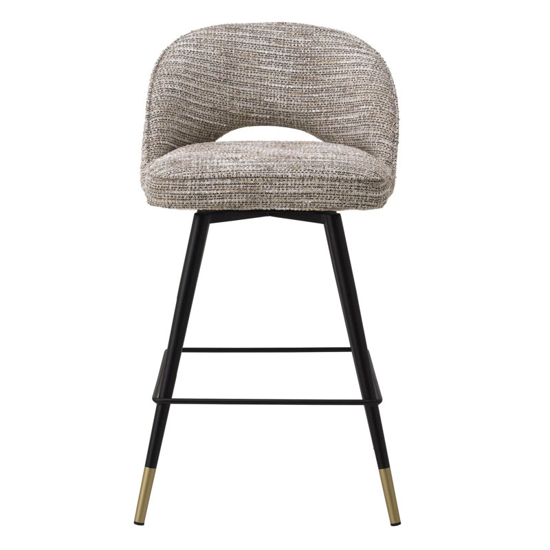 Cliff Swivel Upholstered Stool with Metal Frame, Counter Stool (27" Seat Height), Beige