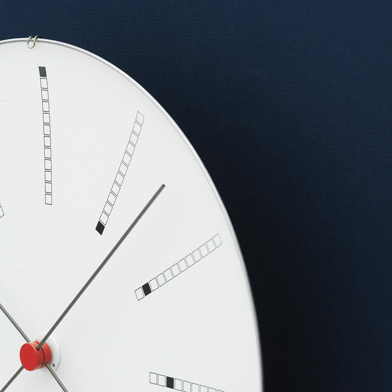 Bankers Metal Skeleton Wall Clock, Medium, White/Black/Red