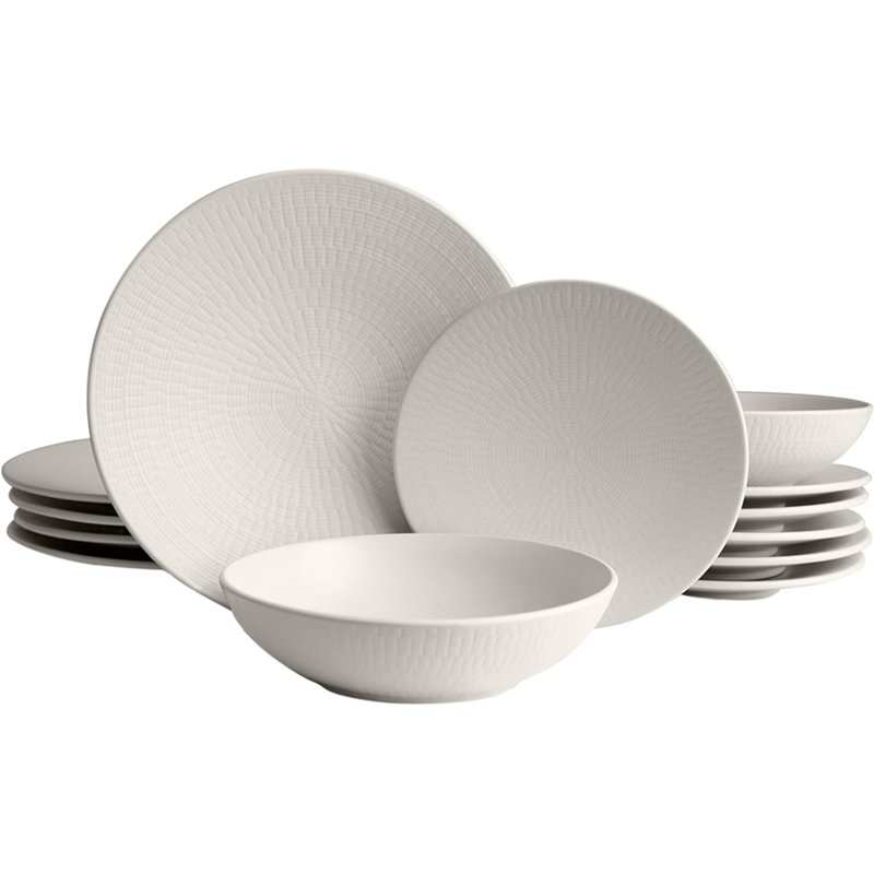 Blanka Piece Stoneware Dinnerware Set - Service for 4, Cream