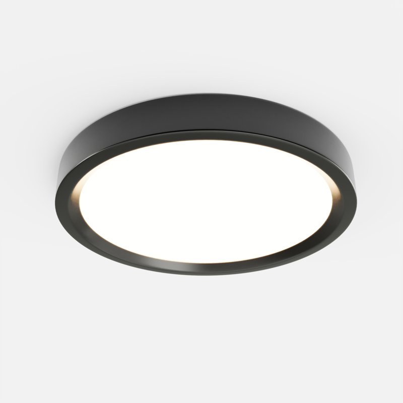 Round Integrated LED Surface Light, Slim Flush Mount Ceiling Light, Comfortable Low Glare, Edge-Lit Tech, ELV Dim, 16"W, 3000