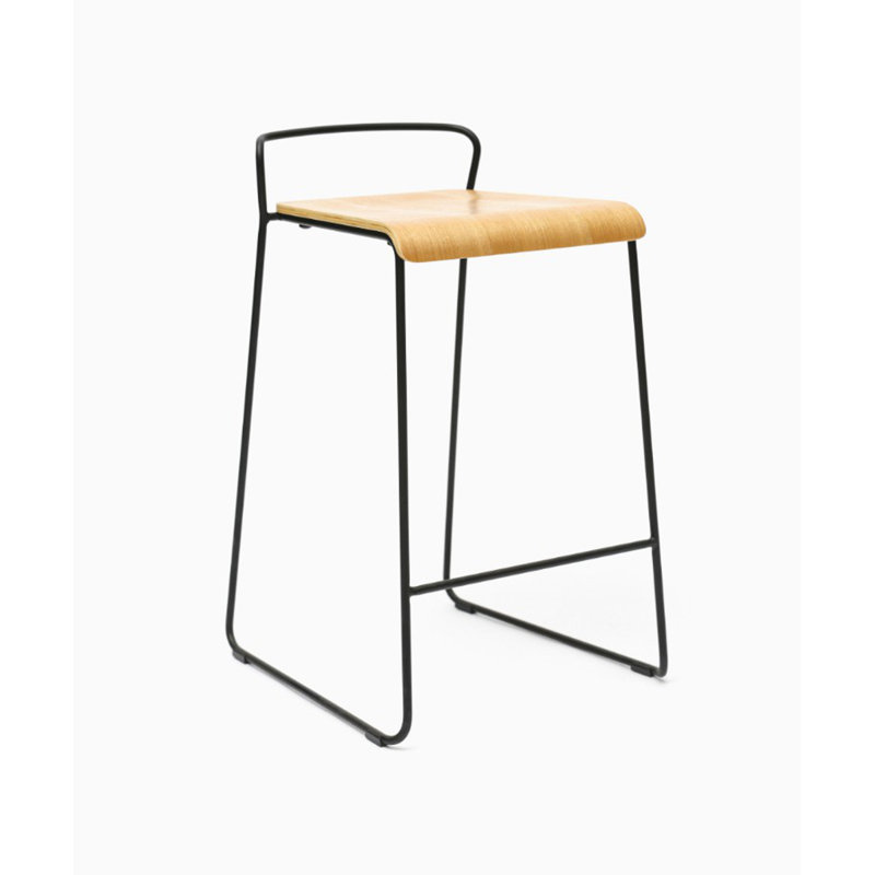 Tabouret, Bois de frêne naturel, Noir, Tabouret de bar (siège d'une hauteur de 29 po)