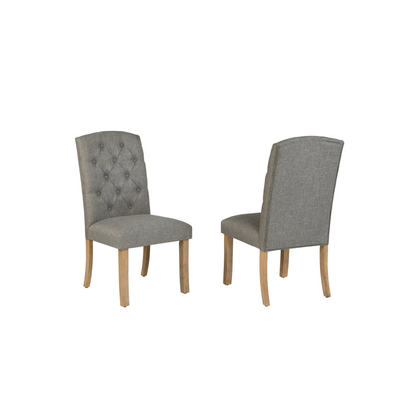 Chaises de salle à manger rembourrées en lin avec dossier capitonné, Gris