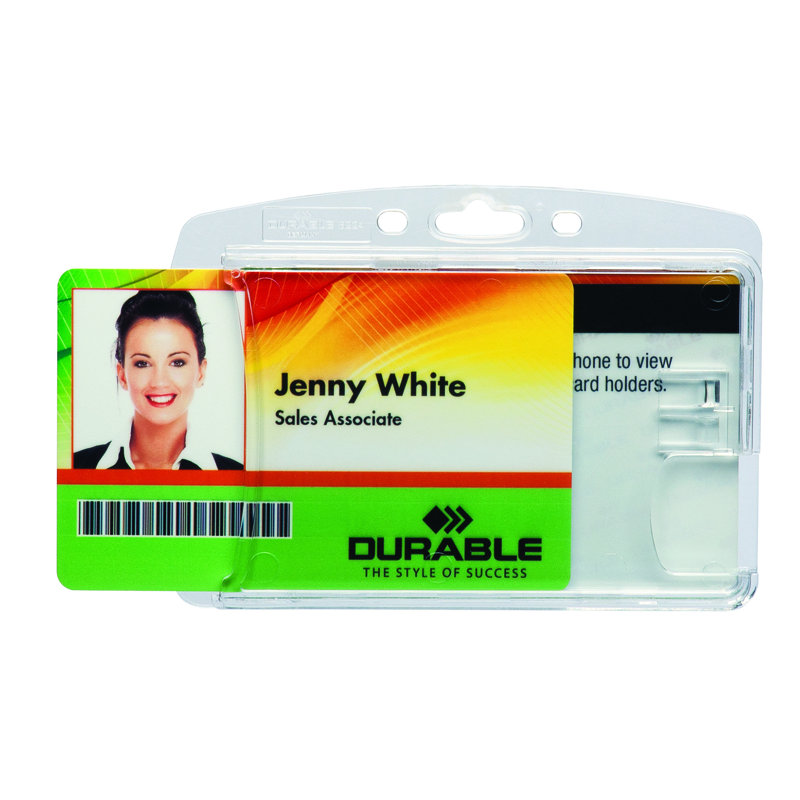 Porte-cartes d'identité sécuritaires durables avec 2 cartes fermées | Paquet de 10 | Transparent