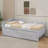 Twin Size Upholstered L-Shaped Upholstered Daybed With Trundle-1040816814