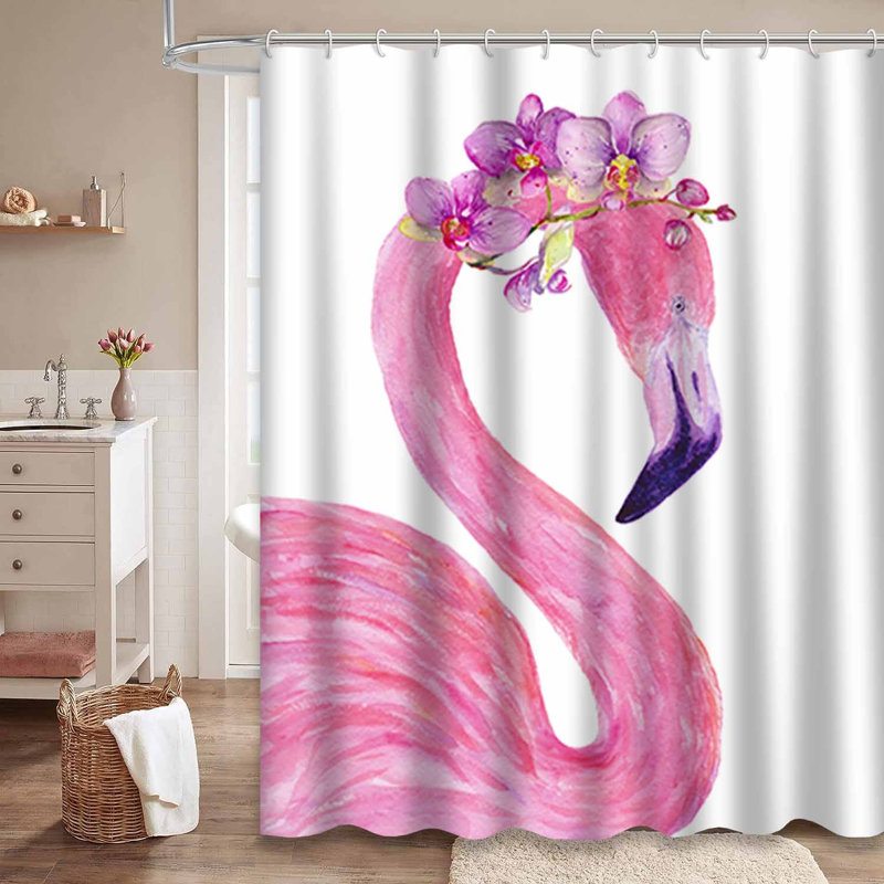 Aquarelle, flamant rose, fleurs exotiques, art abstrait avec 12 crochets, L 72 po x l 84 po