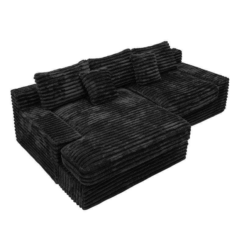 Canapé modulaire Boneless, Noir, Orienté à gauche (vu de face)