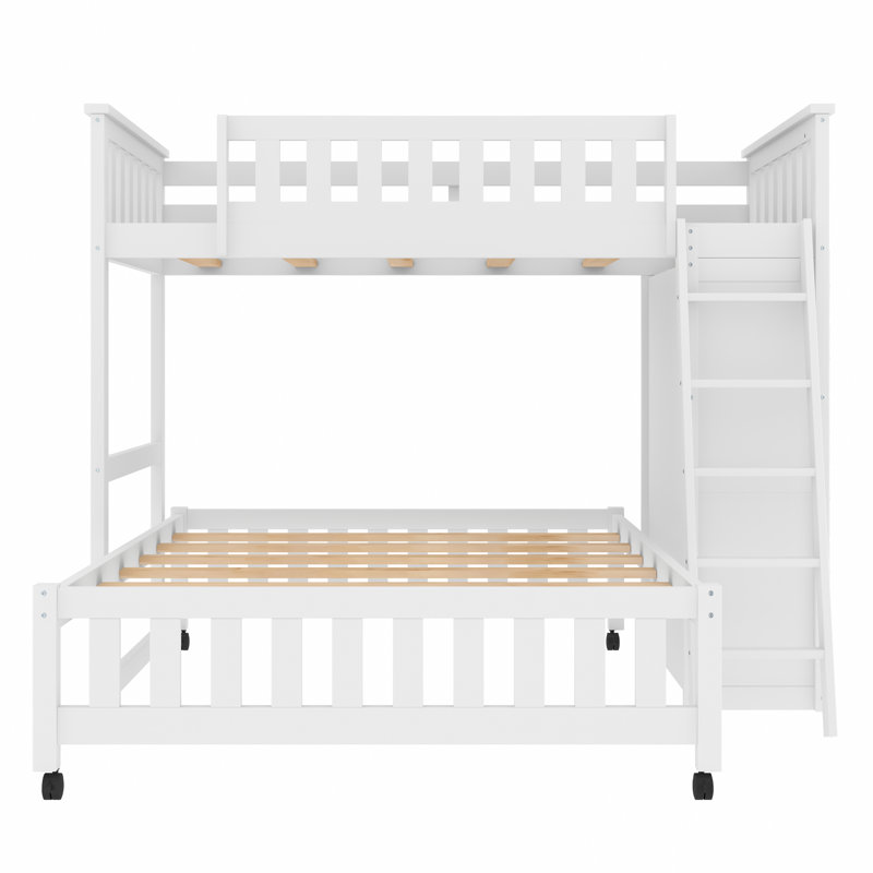 Eyoas Twin over Full 6 Drawer L-Shaped Bunk Beds Bed with Shelves by Harriet Bee, White