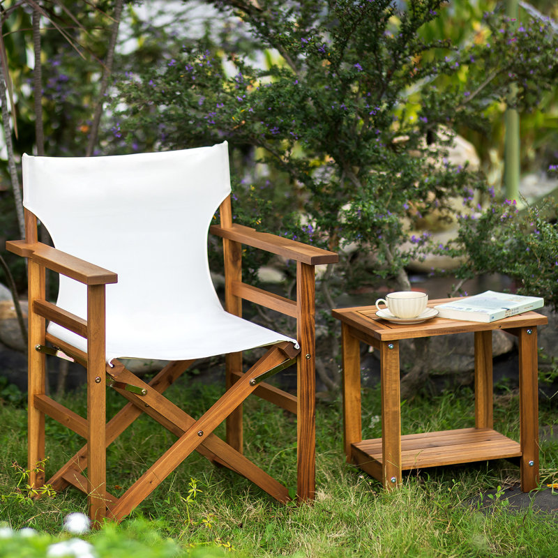 Chaise de réalisateur pliante en bois massif, Frame Natural Wood - Seat Colour Cream
