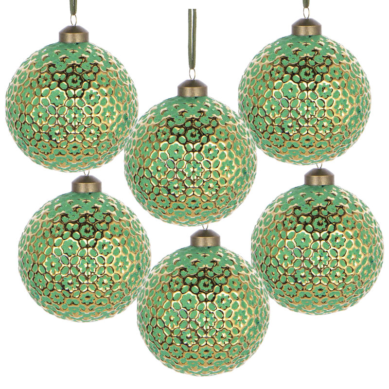 D3,9 po, boules de Noël décoratives, boules suspendues en verre pour décorations de fêtes, lot de 6