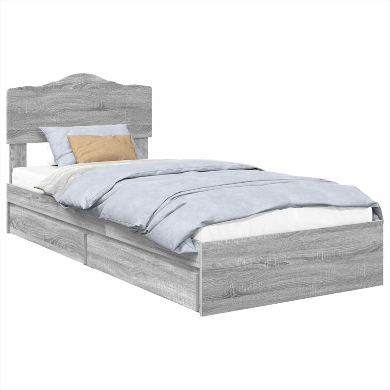 Bed, European Single (90 x 200 cm), Grey Sonoma