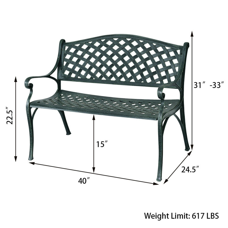 Banc de jardin en aluminium Cherwell, Vert antique