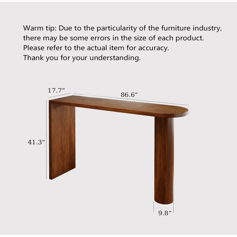Table de bar semi-circulaire Modern, H 41,34 po x L 86,61 po x l 17,72 po