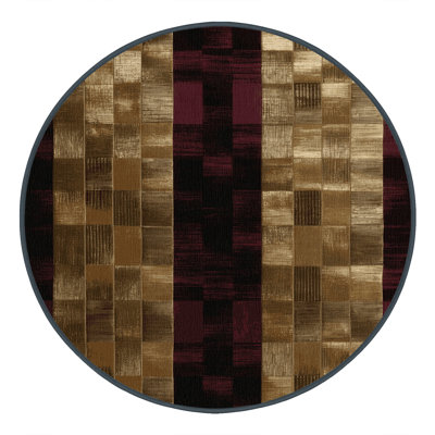 Machine Washable Checkered Brown Area Rug