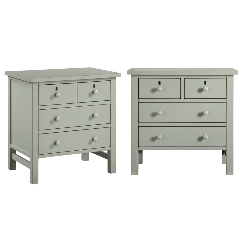 Adelinah 4-drawer Storage Nightstand - Set of 2, Gray