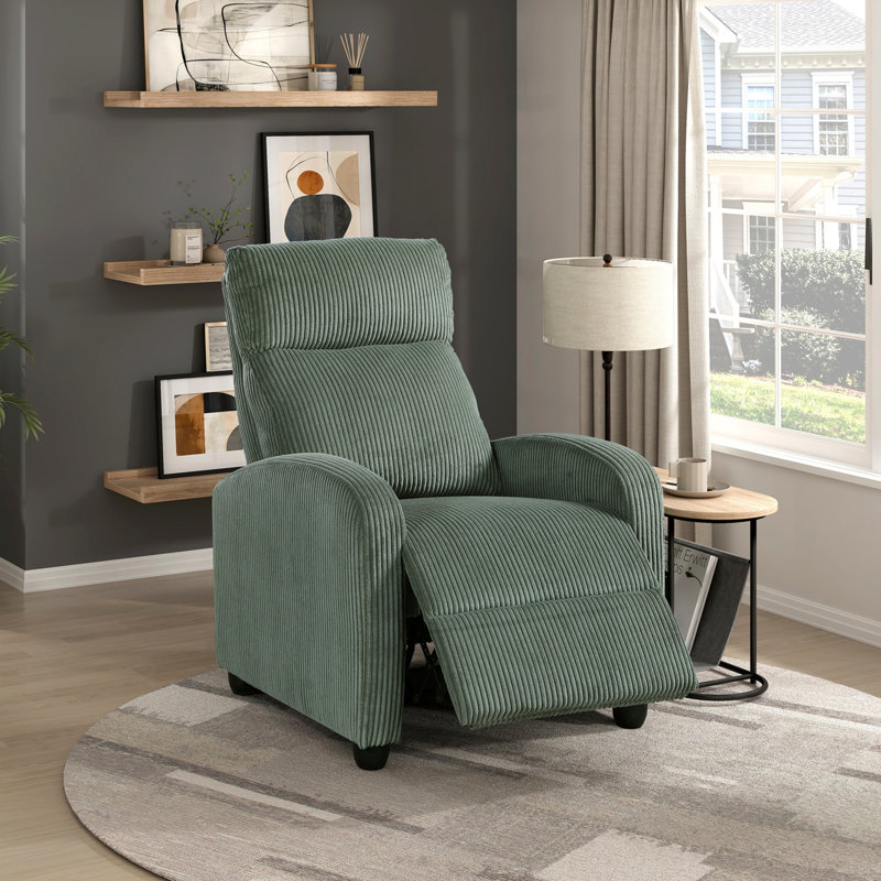 Modern Push Back Recliner, Green