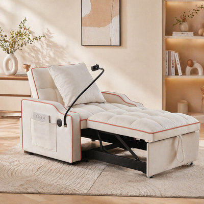 Canapé-lit convertible avec revêtement en velours pour espaces compacts