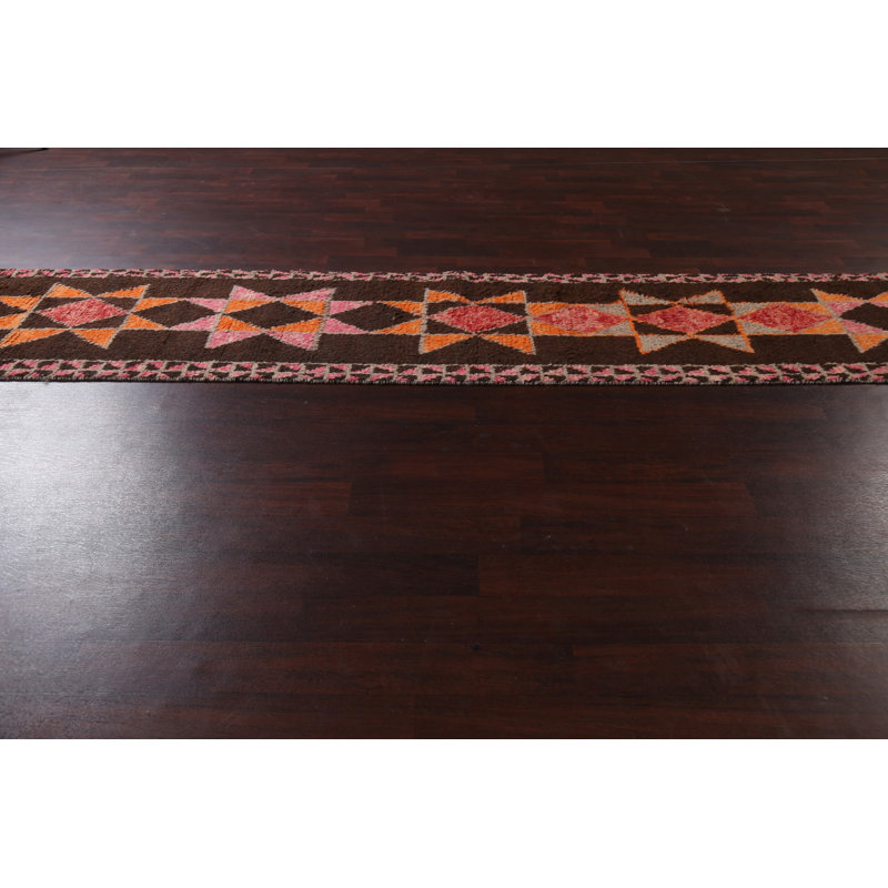 Tapis de couloir oriental géométrique marocain noué à la main 2 x 12