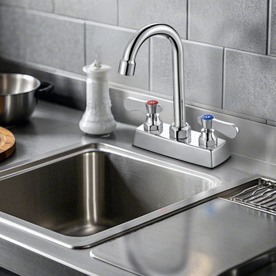 4 In. Centerset Double Handle High Arc Kitchen Faucet Bathroom Faucet Without Drain Kit In Chrome