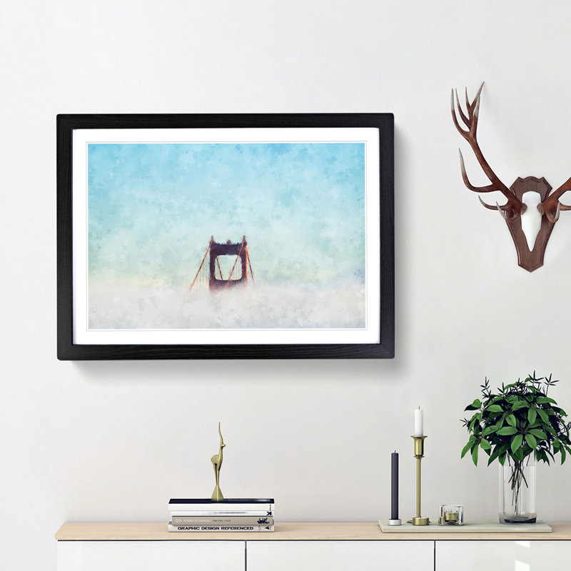 Golden Gate Bridge Tip - Picture Frame Graphic Art Print, Black Framed, 24cm H x 33cm W x 2cm D
