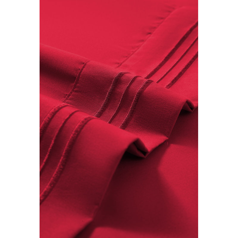 Ensemble de draps en rayonne , Rouge, Ensemble de draps pour lit simple + 1 drap-housse 