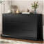 Ensemble de chambre à coucher 3 pièces - Ensemble de commode double 6 tiroirs l 47,2 po et 2 tables de chevet 3 tiroirs avec station de charge-1464454787
